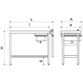 Seafood preparation table 1095 x 1000 x H 850 mm product photo S