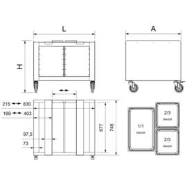 oven underframe wheeled | 832 mm x 750 mm H 700 mm product photo S