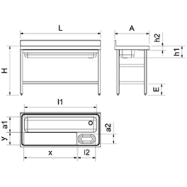 preparation table | vegetable cleaning table | rear sink | 1400 mm x 600 mm H 850 mm product photo S