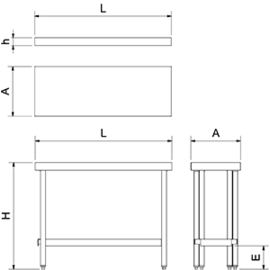work table stainless steel foldable with ground floor | 1100 mm x 400 mm H 860 mm product photo  S