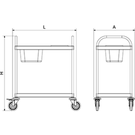 clearing trolley made from stainless steel | 835 mm x 535 mm H 975 mm product photo  S