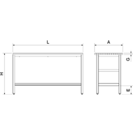 stainless steel table with pine wood top | with ground floor | 1000 mm x 600 mm H 880 mm product photo S