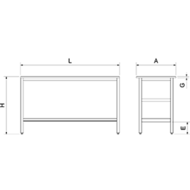 stainless steel table stainless steel with granite worktop | bottom shelf | 1000 mm x 600 mm H 870 mm product photo S