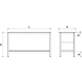 stainless steel table stainless steel with glass platter | bottom shelf | 1000 mm x 600 mm H 860 mm product photo S