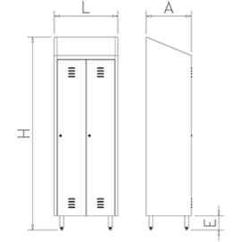 Stainless steel locker/wardrobe with 3 compartments product photo  S