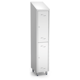 Locker, changing room cabinet with two compartments and 2 doors, made of stainless steel product photo