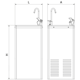 Cold+ cold water drinking fountain | wall-mounted | 230 V 140 watts | 320 x 320 x H 600 mm product photo S