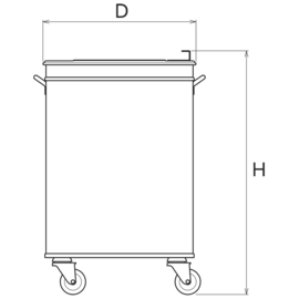 Stainless steel waste bin with lid on wheels, 50 ltr product photo  S