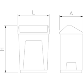 Plastic trash can 55 liters, white, 420 x 320 x H 600 product photo S