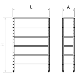 Basic shelf unit made of stainless steel with 6 shelves (0.8 mm) 800x400x1750 mm product photo  S