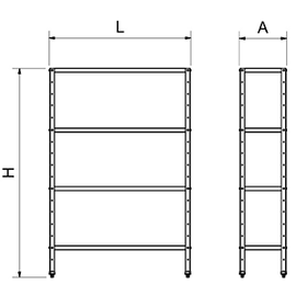 Basic shelf made of stainless steel with 4 shelves (0.8 mm) 800x500x1750 mm product photo  S