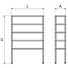 Basic shelf made of stainless steel with 5 shelves (1.5 mm) 800 x 600 x H 1750 mm product photo S