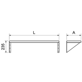 Wall shelf made of stainless steel with straight gussets, 800 x 500 mm product photo S