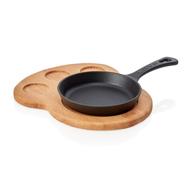 serving pan Ø 170 mm with serving plate wood cast iron | 395 mm x 250 mm product photo