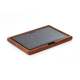 serving plate wood cast iron rectangular 330 mm x 230 mm H 25 mm product photo