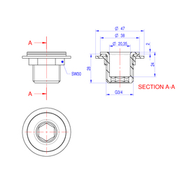 Drain connection 3/4" for sinks product photo  S