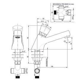 basin tap Basic self-closing with pre-mixer outreach 106 mm H 93 mm product photo  S