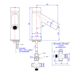 basin tap Premium self-closing with pre-mixer outreach 120 mm H 185 mm product photo  S