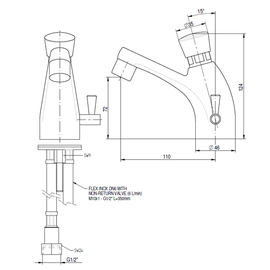 basin mixer Basic self-closing outreach 110 mm H 124 mm product photo  S