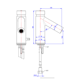 basin mixer Premium self-closing outreach 120 mm H 185 mm product photo  S