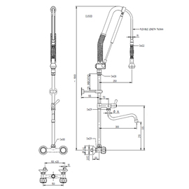 dish rinser spray two-hole wall-mounted | tap | water stop | two handle mixer product photo  S