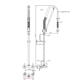 dish rinser spray two-hole wall-mounted | water stop | two lever mixer product photo  S