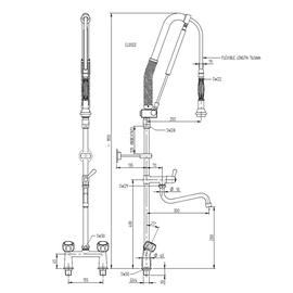 dish rinser spray two-hole standing fitting | tap | water stop | two handle mixer product photo  S