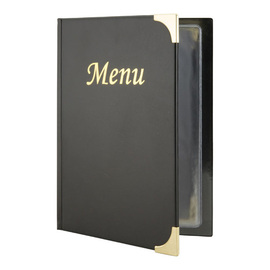 menu card BASIC DIN A5 black with gold lettering "Menu" incl. inlays product photo