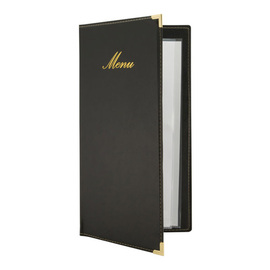 menu card CLASSIC DIN A45 leather look black with gold lettering "Menu" incl. inlay product photo