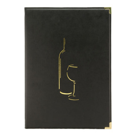 wine menu CLASSIC DIN A4 leather look black with wine icon incl. inlay product photo