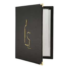 wine menu CLASSIC DIN A4 leather look black with wine icon incl. inlay product photo  S