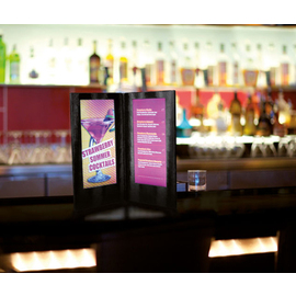 LED menu card leather look black suitable for 2 A45 pages product photo  S