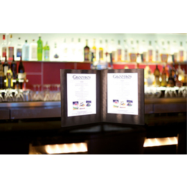 LED menu card leather look copper coloured suitable for 2 A4 pages product photo  S