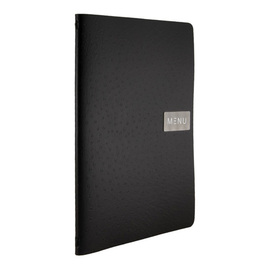 menu card EGO DIN A4 leather black with inscription "MENU" incl. inlay product photo