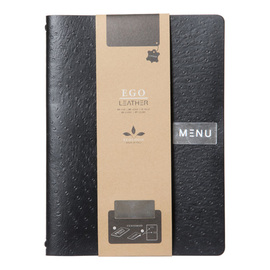 menu card EGO DIN A4 leather black with inscription "MENU" incl. inlay product photo  S