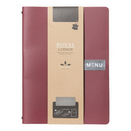 menu card ROYAL DIN A4 leather red with inscription "MENU" incl. inlay product photo  S