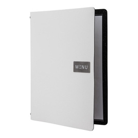 menu card RAW DIN A4 leather white with inscription "MENU" incl. inlay product photo  S