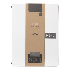 menu card RAW DIN A4 leather white with inscription "MENU" incl. inlay product photo  S
