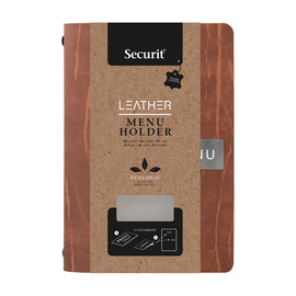 menu card RUGA DIN A5 leather brown with inscription "MENU" incl. inlay product photo  S