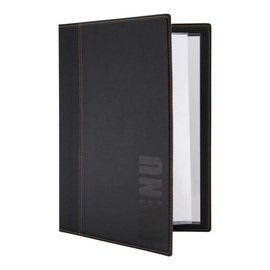 menu card TRENDY DIN A4 leather look black with inscription "MENU" incl. inlay product photo  S