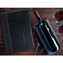 wine menu TRENDY leather look DIN A4 black with wine icon incl. inlay product photo  S