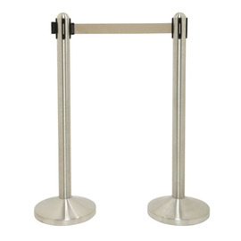 barrier system RETRACTABLE stainless steel webbing colour grey product photo