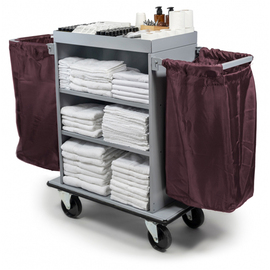 housekeeping cart BRISSAC 750 grey incl. 2 laundry bags L 1570 mm product photo