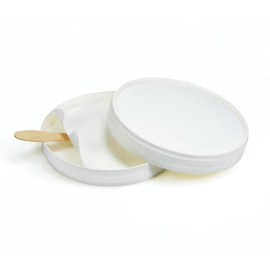 Cardboard lid white Ø110 mm with wooden spade for ice cream cup RECICLO 0.3 ltr + 0.4 ltr product photo