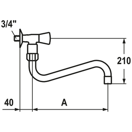 wall valve GASTRO 3/4" A 450 mm discharge height 210 mm product photo  S