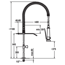 dish shower GASTRO 1/2" lever mixer product photo  S