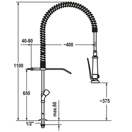 dish shower GASTRO standing fitting without spout H 1100 mm product photo  S
