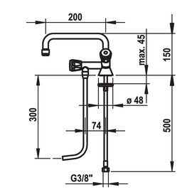 bar faucet pillar valve A 200 mm product photo  S