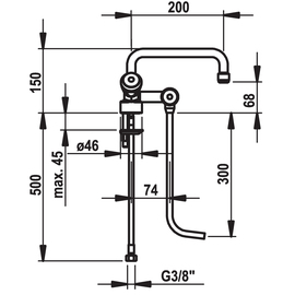 bar faucet two pipes two-handle mixer tap A 200 mm product photo  S