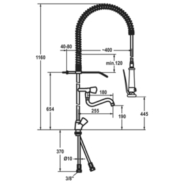 dish shower GASTRO swivel spout A 180 mm H 1160 mm product photo  S